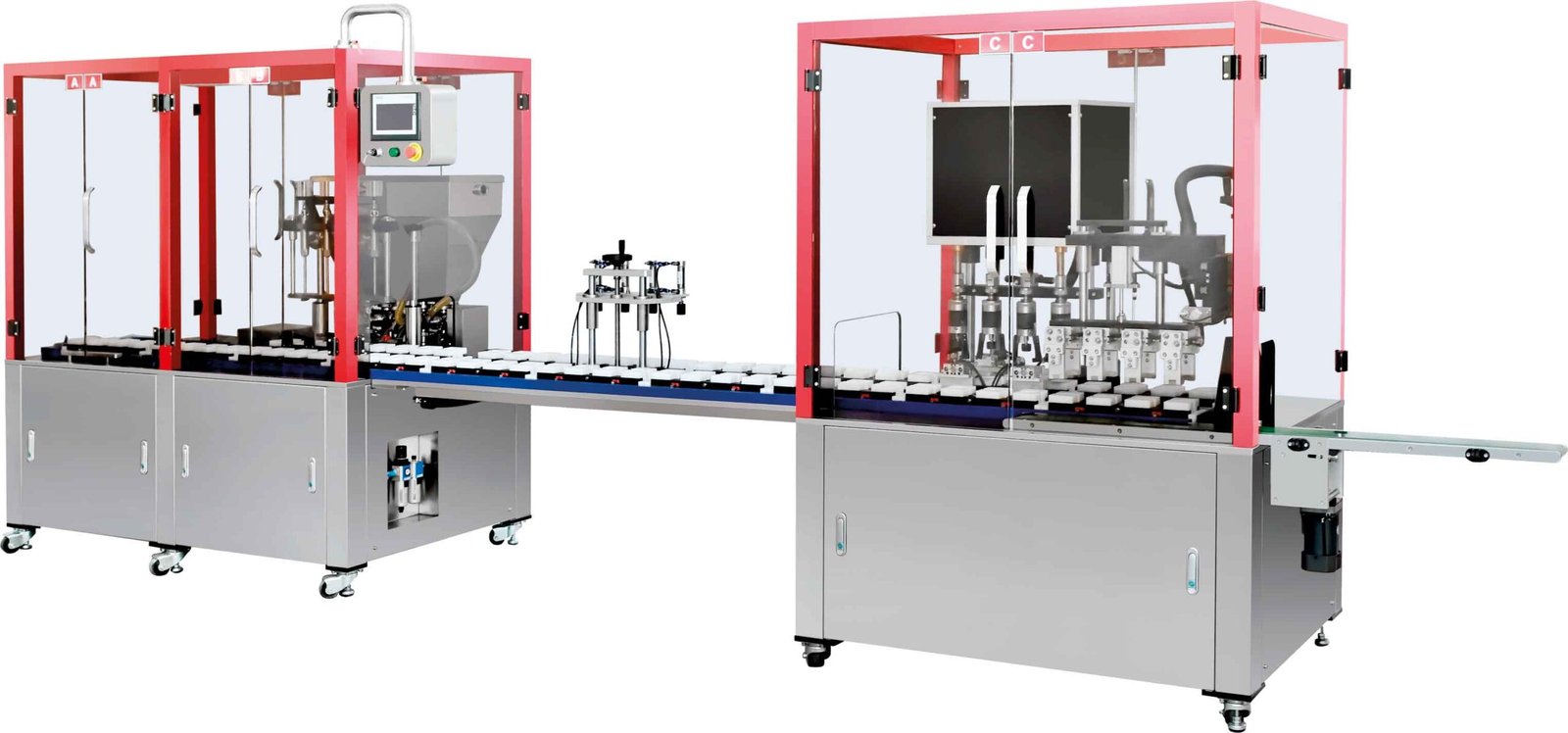 Automatic four-head liquid &cream cycle filling line